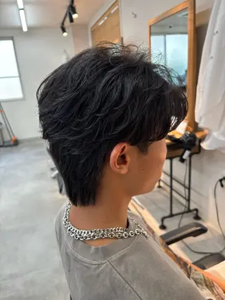 パーマ メンズ 保立メンズカット 千葉駅フェザーパーマのヘアスタイル