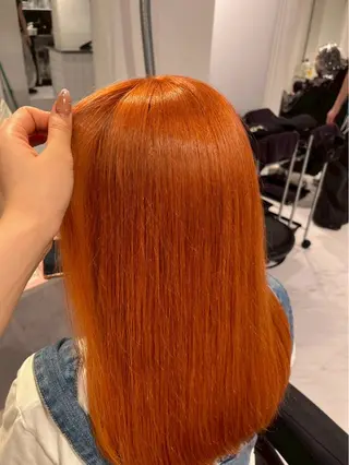 ロング カラー ワンカラーでできる 暖色カラーゆいりのヘアスタイル