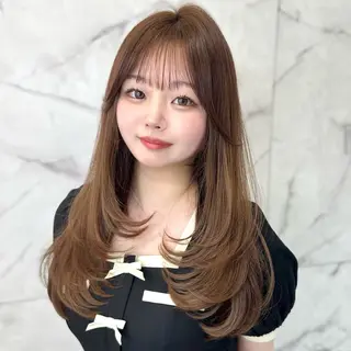 ロング カラー ヘアアレンジ 顔周りcut/艶 ワンカラー♥ちさきのヘアスタイル