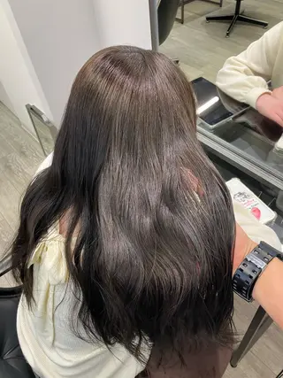 セミロング カラー 髪質改善/縮毛矯正 /美髪カラー/こてのヘアスタイル