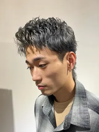 ショート カラー パーマ メンズ アイブロウ 京都駅メンズカット/ パーマ/Keigoのヘアスタイル