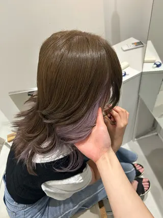 ミディアム ハイトーン/艶髪/ 暗髪/韓国/sanaのヘアスタイル