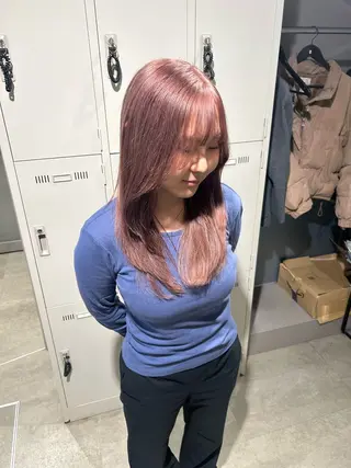 セミロング カラー パーマ ヘアアレンジ メンズ キッズ 🦋透明感グレージュ /韓国レイヤー🦋のヘアスタイル