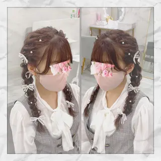 セミロング ヘアアレンジ ヘアセット/着付け 𓇼 松本 夏美𓇼のヘアスタイル