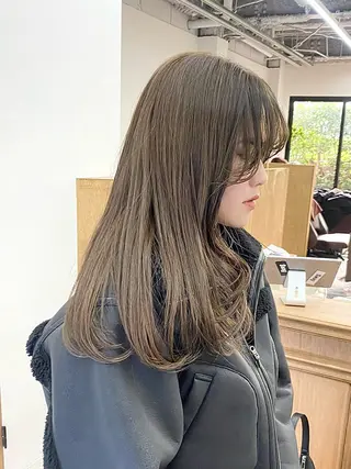 セミロング カラー ヘアアレンジ ハル🌸柔色/ ブリーチなし/艶髪のヘアスタイル