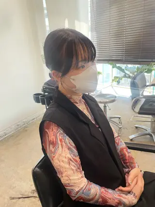 ミディアム カラー RIN／韓国ヘア レイヤーカットのヘアスタイル