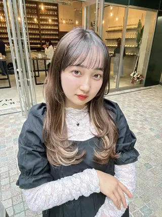 ロング カラー 顔周り似合わせ・巻け るレイヤー水谷航大のヘアスタイル