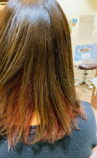 セミロング カラー 透明感/ブリーチ縮毛 /髪質改善/星野純一のヘアスタイル