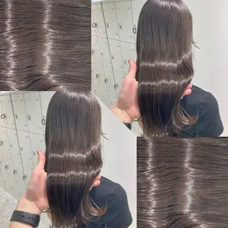 セミロング カラー ヘアアレンジ 韓国風ベージュ🤎 赤みなし🌿横浜🤎のヘアスタイル