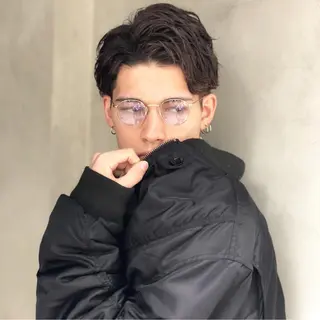 ショート カラー パーマ メンズ kiitos所属・関西センターパート メンズモデル募集のヘアスタイル