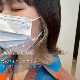 ショート カラー 切りっぱなしボブイヤ リングカラー清水隆央のヘアスタイル