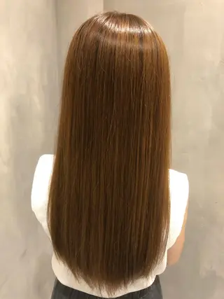 ロング カラー ハイダメージ毛 縮毛矯正のヘアスタイル