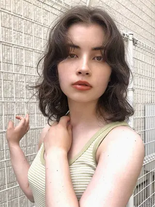 ミディアム カラー パーマ ANDREY 表参道 ショート×髪質改善のヘアスタイル