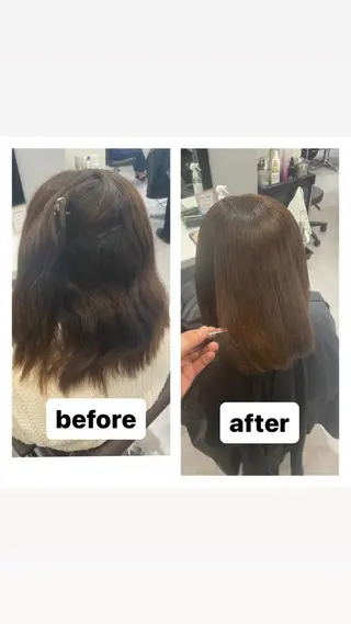 ミディアム 韓国風cut/ 縮毛矯正/正岡幹康のヘアスタイル