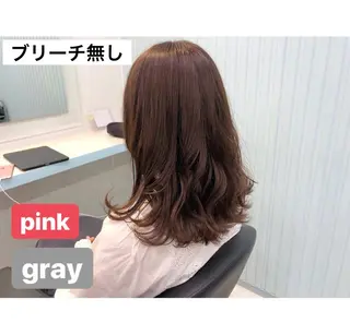 セミロング カラー パーマ ♡透け感カラー 大賀哲平♡のヘアスタイル