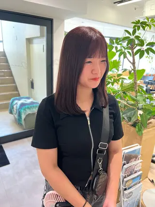 セミロング カラー 田中 愛梨のヘアスタイル