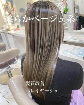 ロング カラー 山崎俊輔/髪質改善 /バレイヤージュのヘアスタイル