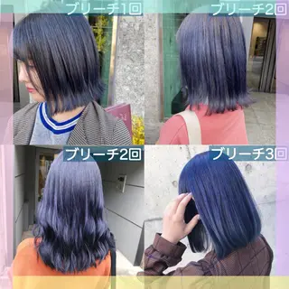 ロング カラー メンズ JuNブリーチに 縮毛矯正するプロのヘアスタイル