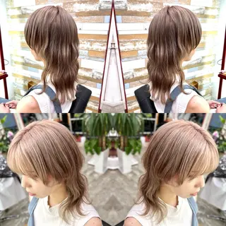 セミロング カラー "PEPPU "所属・派手髪、ハイトーン ショートヘアShinのヘアスタイル