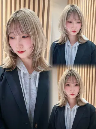 ミディアム カラー レイヤー/韓国 ハイトーン興津史弥のヘアスタイル