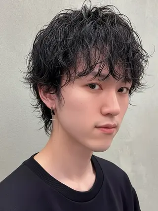 ミディアム パーマ メンズ 🔮メンズ縮毛矯正 毛流れパーマ💎竹永のヘアスタイル