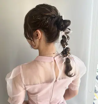 ロング カラー ヘアアレンジ hibiki/セット /透明感カラーのヘアスタイル