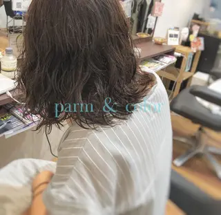 ミディアム カラー パーマ MOLLA 浅香山店所属・谷口ゆめ/縮毛矯正/ カット/美眉ワックスのヘアスタイル