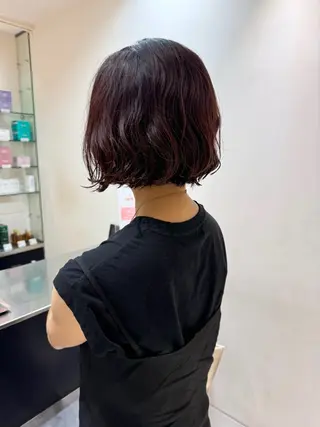 ミディアム カラー パーマ 辛島 涼子のヘアスタイル