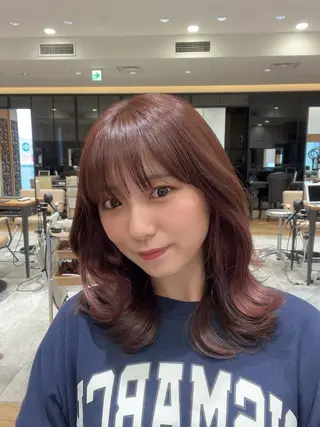 ミディアム 顔まわりカット 前髪カット安井楽人のヘアスタイル