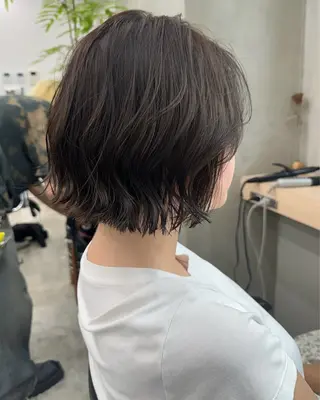 ショート 切りっぱなしボブ/ 小顔ボブNANAのヘアスタイル