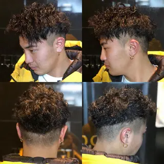 ミディアム パーマ ヘアアレンジ メンズ 萩原 勇樹のヘアスタイル