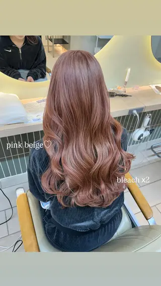 セミロング カラー ヘアアレンジ ハイトーンピンク🍑 ブリーチ🍑RINAのヘアスタイル