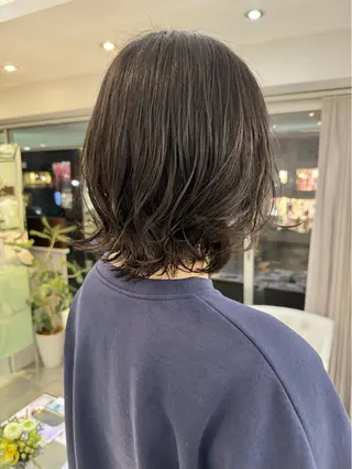 ミディアム パーマ ZENKO表参道店所属・デジタルパーマ 🌀ボブ　萩原　龍のヘアスタイル