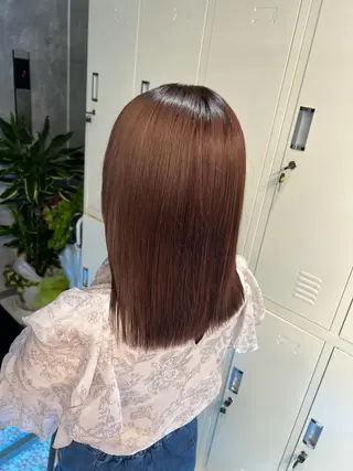 セミロング カラー 👑垢抜け韓国ヘア ハッシュカット唯澄のヘアスタイル