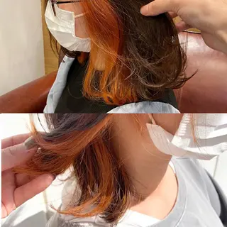 ミディアム カラー 細沼 葵のヘアスタイル