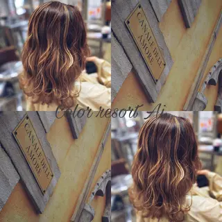 セミロング カラー 透明感カラー 青柳凌平のヘアスタイル