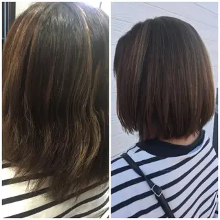 ミディアム ビヨウシツトリコ よねたにみなのヘアスタイル