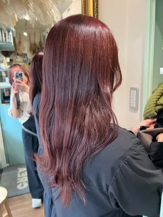 ロング カラー 朝が楽になる艶髪縮毛 ✨中稲明梨のヘアスタイル