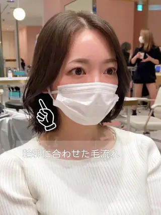 ミディアム カラー パーマ ヘアアレンジ 小野寺瑞希 /最小顔カットのヘアスタイル