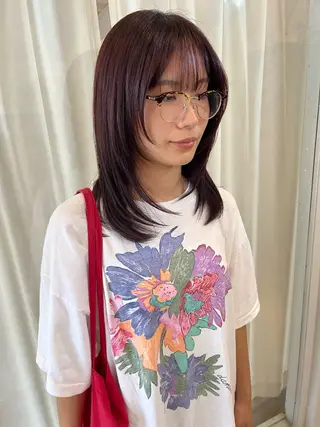 セミロング カラー 上原 愛理のヘアスタイル