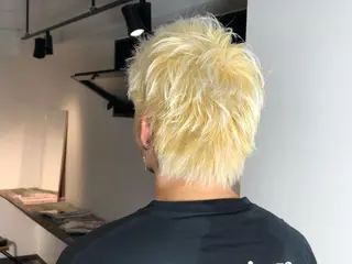 ショート カラー メンズ ハイトーン/レイヤー /ケアブリーチ石川治のヘアスタイル