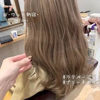 セミロング 淡色ふんわりhair 新宿satomiのヘアスタイル