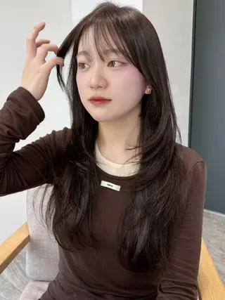 ロング カラー 似合わせ前髪／ 小顔カット🎀そうのヘアスタイル