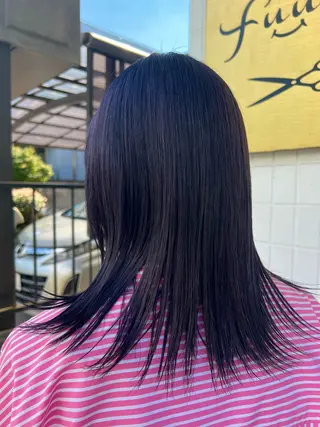 セミロング カラー 透明感韓国風🦋 寒色カラー🦋レイナのヘアスタイル