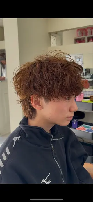 ショート カラー パーマ メンズ メンズ/パーマ/ 短髪/京都駅/井上光のヘアスタイル