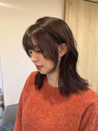 ミディアム カラー 下石怜子/レイヤー/ 透明感カラーのヘアスタイル