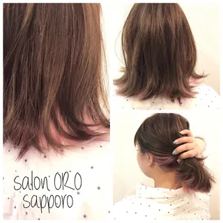 ミディアム カラー 平川 友希子のヘアスタイル