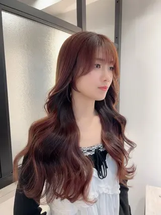 ロング カラー &chaLme   心斎橋所属・emi/髪質改善/ 韓国風/艶カラーのヘアスタイル