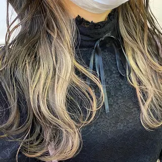 ロング カラー ヘアアレンジ 切りっぱなしボブ/ デザインカラー店長のヘアスタイル