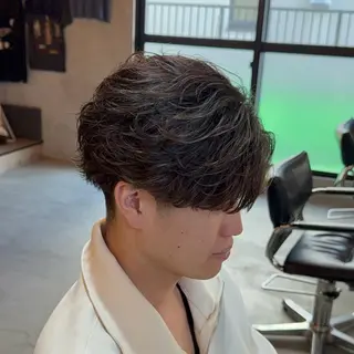 ショート パーマ センターパート職人 店長/TSUBASAのヘアスタイル